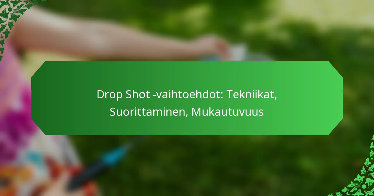 Drop Shot -vaihtoehdot: Tekniikat, Suorittaminen, Mukautuvuus
