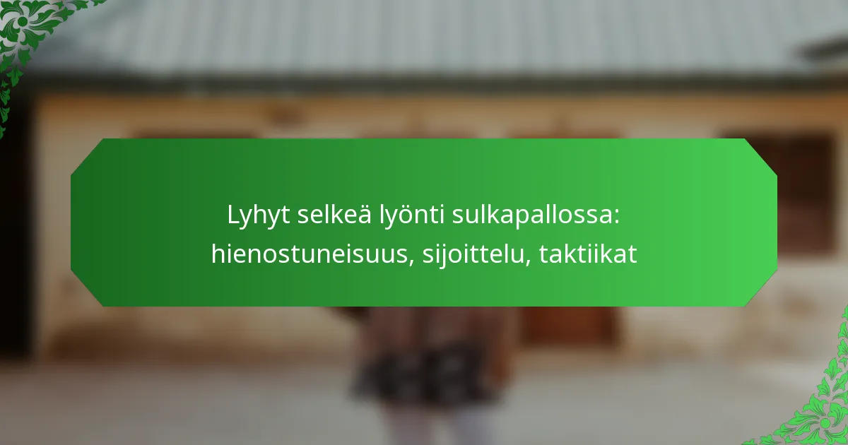 Lyhyt selkeä lyönti sulkapallossa: hienostuneisuus, sijoittelu, taktiikat