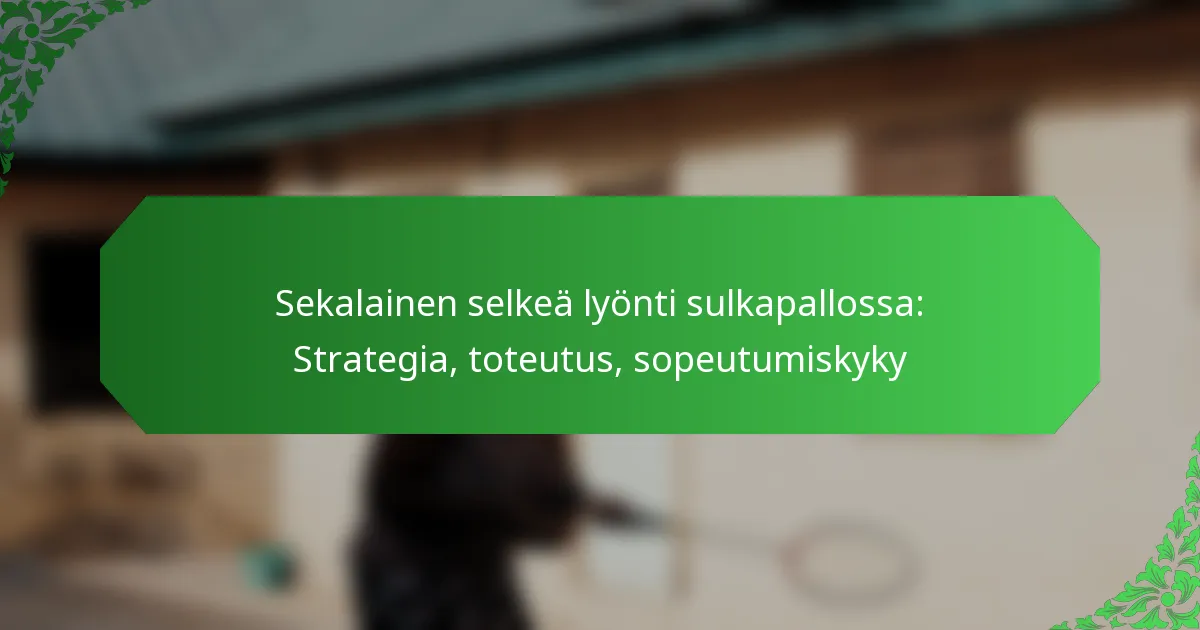 Sekalainen selkeä lyönti sulkapallossa: Strategia, toteutus, sopeutumiskyky