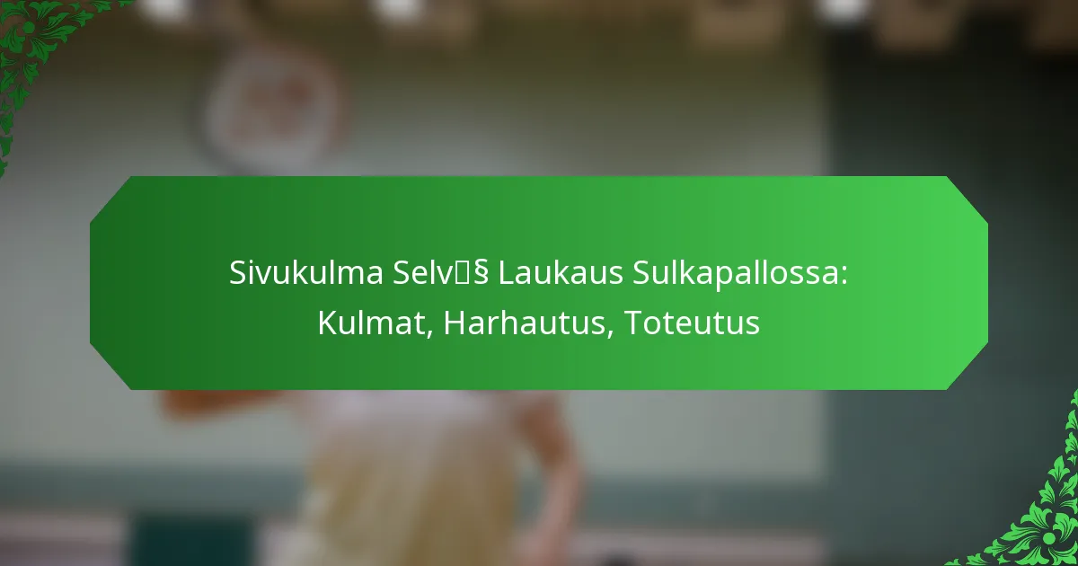 Sivukulma Selvä Laukaus Sulkapallossa: Kulmat, Harhautus, Toteutus