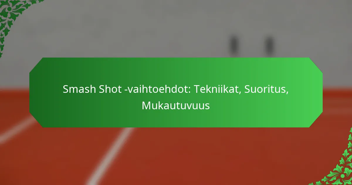 Smash Shot -vaihtoehdot: Tekniikat, Suoritus, Mukautuvuus
