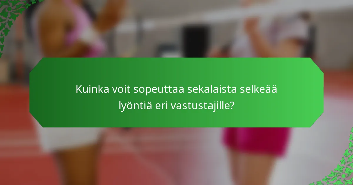 Kuinka voit sopeuttaa sekalaista selkeää lyöntiä eri vastustajille?
