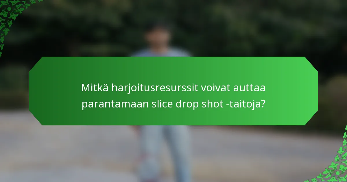 Mitkä harjoitusresurssit voivat auttaa parantamaan slice drop shot -taitoja?